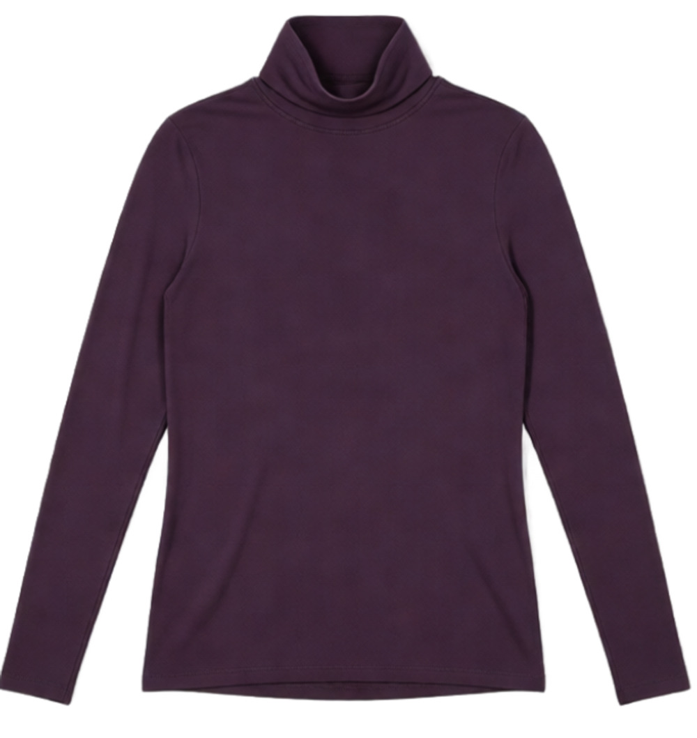 Fair Indigo Organic Pima Cotton Turtleneck Plum Purple Long Sleeve M
